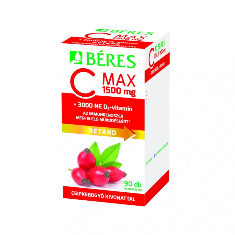 Gyógyír Gyógyszertár - Béres c max 1500mg+csipkebogyó+d3 3000ne retard tabletta 90x